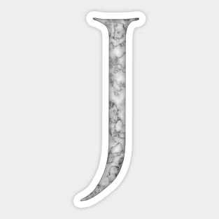 J in Roman White Marble Latin Alphabet Letter Sticker Sticker